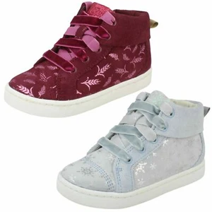 Girls Clarks Disney Frozen Casual Zip Suede Ankle Boots City Frost - Picture 1 of 10