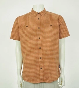 Camisa Patagonia Back Step Para Hombres Grande Naranja Cuadros Mezcla de Cáñamo Botones Trail - Imagen 1 de 4
