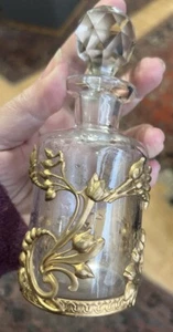 Antikes französisches Empire Napoleon III vergoldetes Gold Ormolu geschliffenes Glas Parfüm Flakon 6 Zoll - Bild 1 von 9