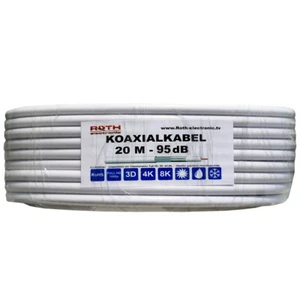 20m 95dB Koaxialkabel 2-fach geschirmt Full HDTV 3D 4K Sky HD Kabel TV tauglich - Bild 1 von 2