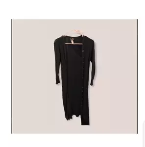 Positive Attitude Long Sleeve Ribbed Black Floor Length Cardigan - Size: Small - Picture 1 of 4