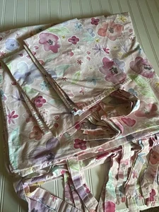 Copripiumino e federe per bambini Pottery Barn Delilah acquerelli rosa floreale F/Q - Foto 1 di 8
