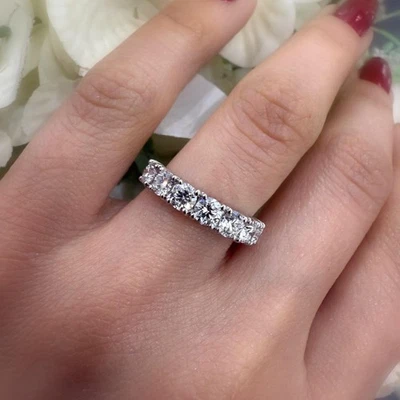 3.00Ct Lab Grown 7 Round Diamond Half Eternity Ring In Platinum - Image 1 of 4