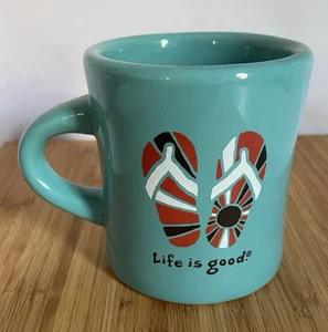 NEW Life Is Good Mug Turqoise Coffee Cup Beach Sandals "Do What You Like" - Picture 1 of 6