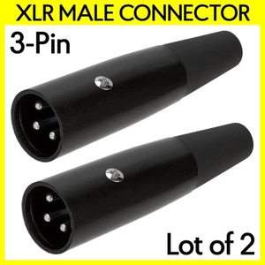2 Pack XLR 3-Pin Male Connector Mic Microphone Audio Cable Adapter Solder Type - Picture 1 of 4