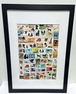 Collezione francobolli vintage a tema cane in cornice portafoto - Foto 1 di 3