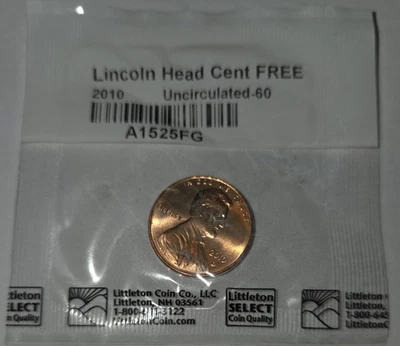 2010 D Lincoln Head Cent 2010-D Uncirculated-60 Littleton Coin Co. LLC  - Image 1 of 2