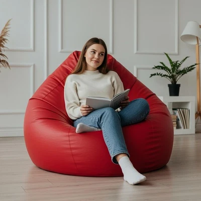 Funda cómoda para silla sofá Bean Bag imitación cuero sin frijoles XXXL decoración del hogar Foto 1 de 4