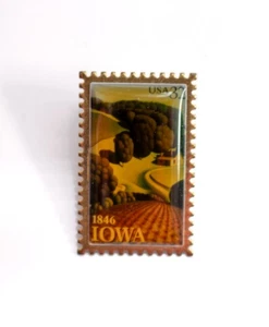 Iowa 150th Statehood Anniversary 1996 32 Cent Stamp as a Metal Epoxy Pin - Bild 1 von 3