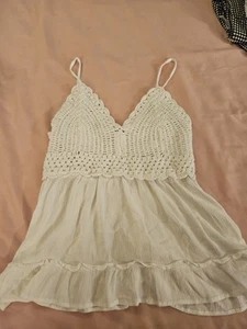 White Crochet Lace Camisole Tank Top Corset - Picture 1 of 3