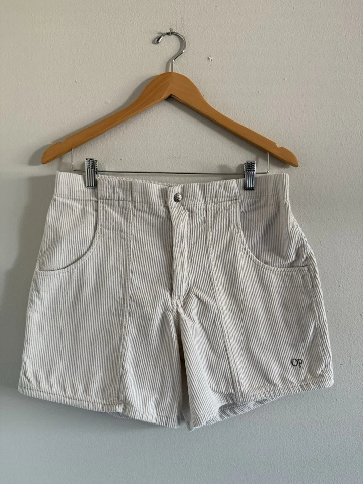 Pantalones Cortos De Colección Años 80 90 Ocean Pacific OP Crema Marfil Pana 34 (32) Ropa de Surf Retro Foto 1 de 4