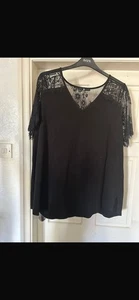 Black Lace Sleeves Top From Very Curve Size 24 - Picture 1 of 2
