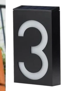 Solar House Number - Number 3, Door Number Plaques Light for Wall, - Picture 1 of 3