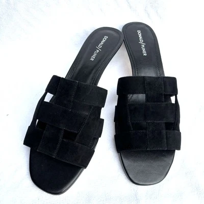 Donald J. Pliner Etta Black Suede Slide Mule Kitten Heel 11 M NIB - Image 1 of 4