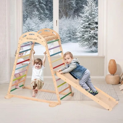 室内游乐场丛林健身房玩具套装儿童,7合1攀爬玩具幼儿 — 第 1/4 张图片