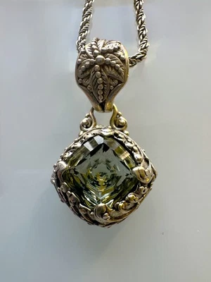 SARDA 925 Sterling Silver Pendant Brilliant Natural Amethyst Cushion Cut 1.3" - Image 1 of 4