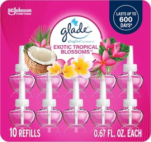 Glade Plugins Recambios Flores Tropicales 10 unidades 6,7 fl oz Aceite Esencial Aire - Imagen 1 de 11