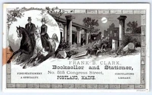 BIBLIOTECA CIRCULANTE FRANK CLARK DÉCADA DE 1880 Y PAPELERÍA PORTLAND MAINE - Imagen 1 de 2