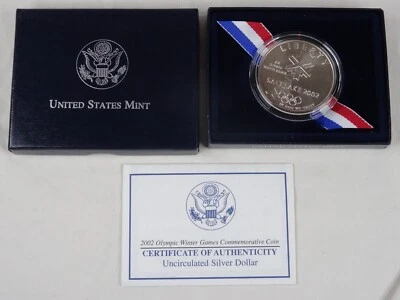 2002-P Salt Lake Olympic Silver Dollar Unc US Mint Commemorative OGP Box & COA - Image 1 of 4