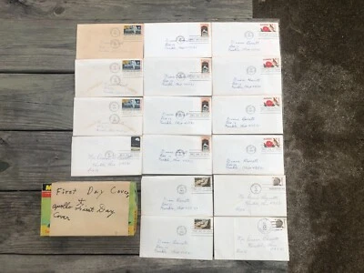 Lot of 16 1969 Stamps in Original Mailed Envelopes FDR/Moon Landing/AL/CA/John P - Image 1 of 3