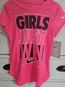 Girls Kids Youth NIKE Short Sleeve Shirt NEW Hyper Pink Size 4 Girls Win - Picture 1 of 1
