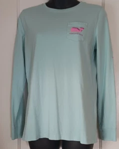 VINEYARD VINES Women's XS Blue Whale Logo Pocket Front Long Sleeve Cotton Tee - Picture 1 of 10