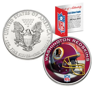 WASHINGTON REDSKINS 1 Oz American Silver Eagle $1 US Coin Colorized NFL LICENSED - Picture 1 of 1