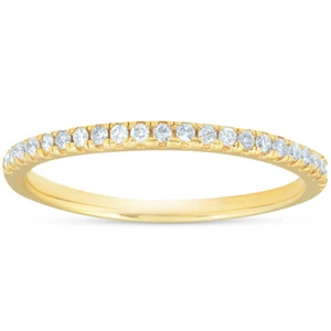 Diamond Wedding Ring Womens Stackable Band 10k Yellow Gold - Picture 1 of 6