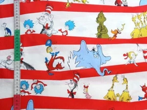Robert Kaufman Dr Seuss Characters Wavy Stripes Cotton Fabric FQ Half Metre - Picture 1 of 1