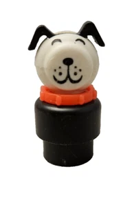 Fisher Price Little People Dog Plastic Black/White Dog Red Collar VTG 1970s - Picture 1 of 6