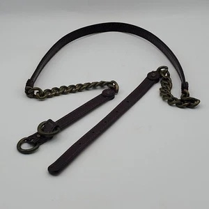J. Crew Brown/Burgundy Genuine Leather and Chain Belt Size L - Picture 1 of 8