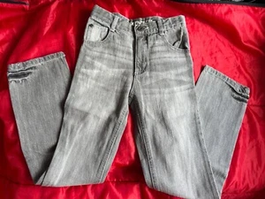 Used Gymboree boys Black denim Jeans ~ Size 8 Skinny Slim Distressed Zipper - Picture 1 of 9