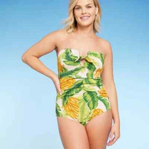 Kona Sol™ Women's Pique Bandeau Full Coverage One Piece Swimsuit Size XL - Picture 1 of 4