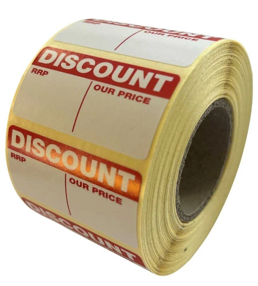 638 LABELS Discount – RRP / Our Price Promotional Retail Labels 50 x 25mm - 1,000 On A Roll