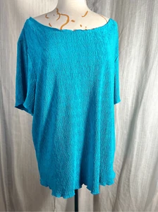 Connected Woman | Women’s | Blouses | XXXL | Turquoise Textured Shimmering Plus - Picture 1 of 5