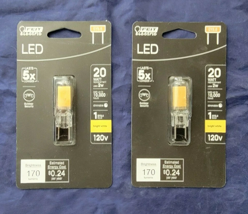 5 Feit Electric 20-watt 120v (3000k) T4 Gy8.6 Bi-pin Base LED Light Bulb 78371