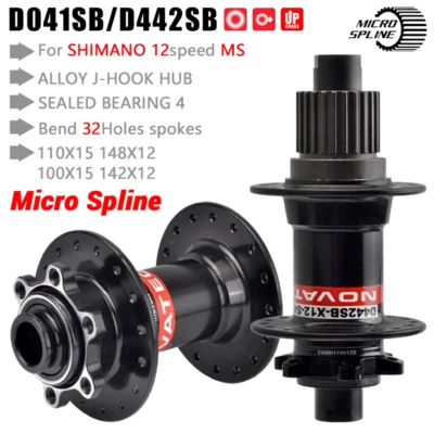 NOVATEC D041SB D442SB Bicycle Hub 32 Holes 135/148mm For Shimano Micro Spline - Image 1 of 4