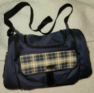 Dolly Inc Brand Baby Baggage Diaper Bag Dark Blue Plaid Neutral Dad Vintage! - Picture 1 of 15