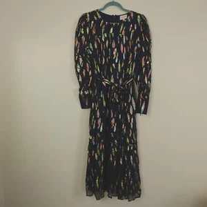 Ciebon Dress Womens Medium Navy Blue Multi Metallic Eryn Chiffon Maxi - Picture 1 of 19