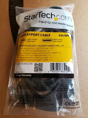 Brand New StarTech.com USB-C to HDMI Adapter Cables,2M/6 Feet PT #: CDP2HDMM2MB - Image 1 of 2