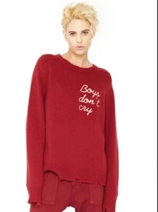 Neu mit Etikett Sandrine Rose Wolle Kaschmir Jungen Don’t Cry bestickter Pullover weinrot/rot M - Bild 1 von 13