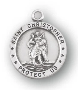 925 Sterling Silver Saint Christopher Pendant Medal Necklace With Chain & Box - Picture 1 of 3