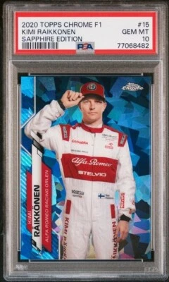 Kimi Raikkonen 2020 Topps Chrome Formula 1 Sapphire #15 PSA 10 Gem Mint F1 - image 1 of 2