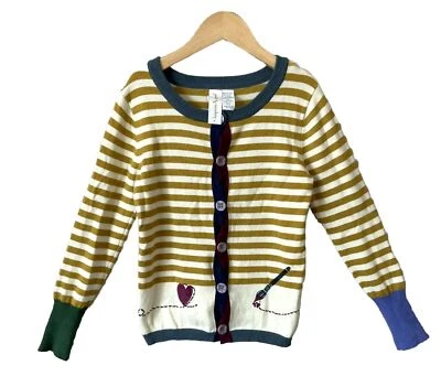Cárdigan Suéter Matilda Jane Antiguo Arte Dorado Niñas Talla 4 Rayas Pintura Por Números Foto 1 de 4
