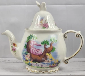 Alice in Wonderland Large Teapot & Lid w/Faux Gold Trim, Authentic Disney Parks - Picture 1 of 14