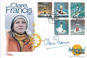 Signed Clare Francis MBE British novelist, Yachtswoman Lighthouses FDC - Picture 1 of 2