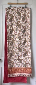 Pottery Barn French Country Orange Blue Paisley Cotton Table Runner 18" X 108” - Picture 1 of 5