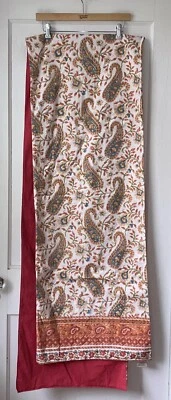 Pottery Barn French Country Orange Blue Paisley Cotton Table Runner 18" X 108” - Image 1 of 4