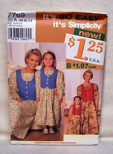 Nuevo Vestido Simplicity Pattern #7769 SIN CORTAR So Easy para Niños y Faltas Talla XS-XL/3-8 - Imagen 1 de 1