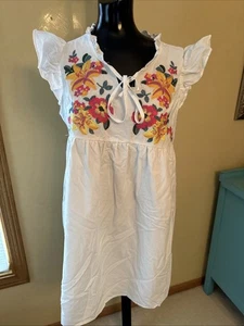 Camisa de vestir para mujer talla M blanca de algodón bordada - Imagen 1 de 3